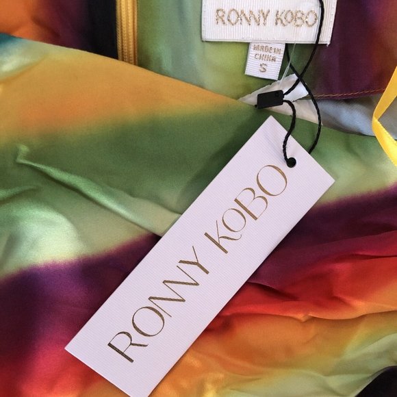 Ronny Kobo Angie Skirt Multi Color Maxi High Slit - Picture 9 of 9